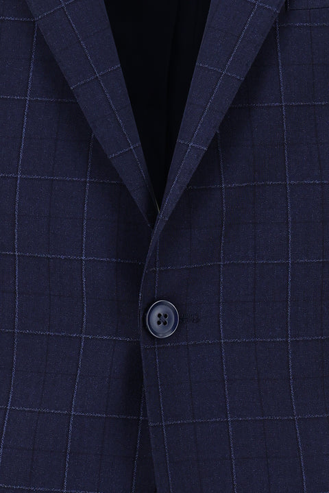 Medium Navy 6 Drop Regular Fit Standard Cut Plaid Suit