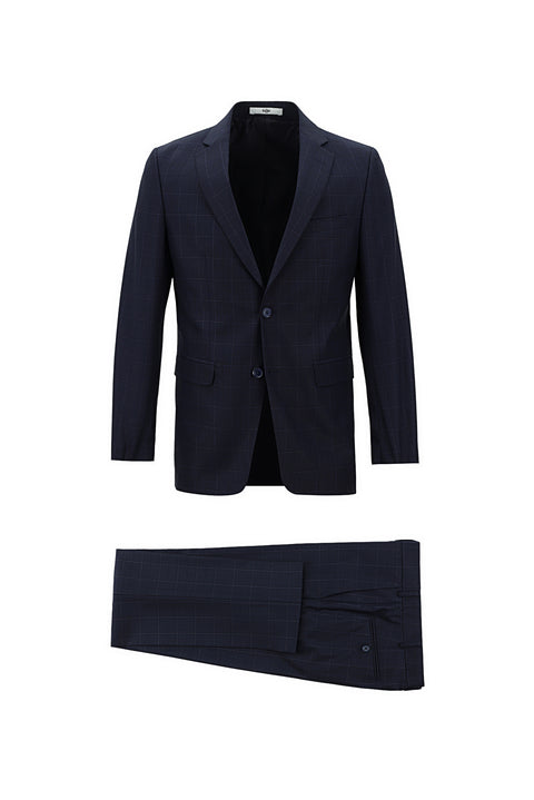 Dark Navy 6 Drop Regular Fit Standard Cut Plaid Suit