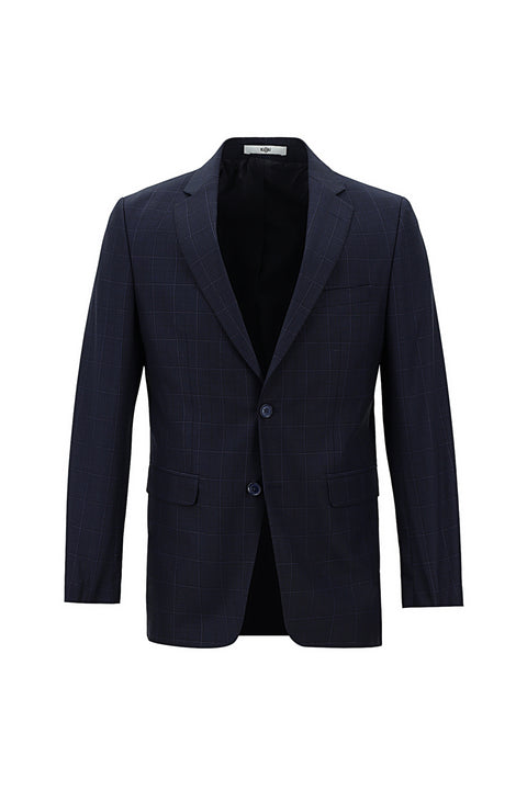 Dark Navy 6 Drop Regular Fit Standard Cut Plaid Suit