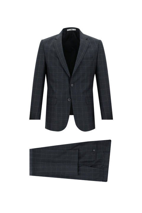Dark Anthracite 6 Drop Regular Fit Standard Cut Plaid Suit