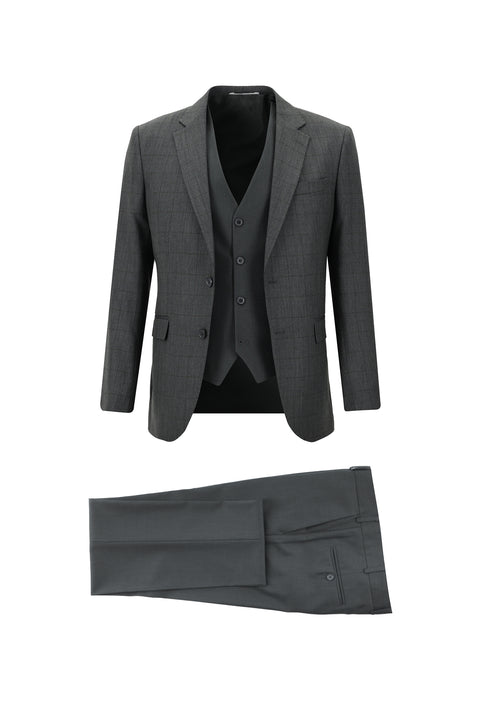 Light Gray 7 Drop Slim Fit Narrow Cut Suit with Vest
