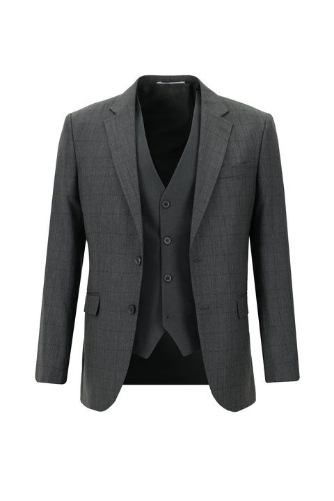 Light Gray 7 Drop Slim Fit Narrow Cut Suit with Vest