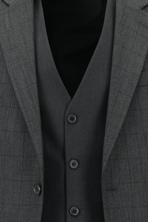 Light Gray 7 Drop Slim Fit Narrow Cut Suit with Vest