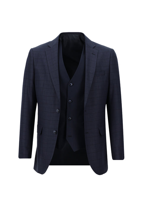Dark Navy 6 Drop Regular Fit Standard Cut Suit with Vest