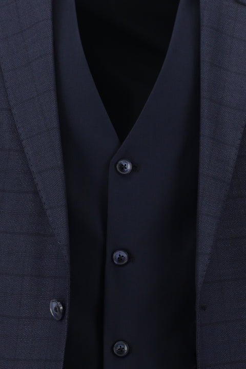 Dark Navy 6 Drop Regular Fit Standard Cut Suit with Vest