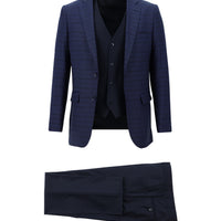 Navy Blue 6 Drop Regular Fit Standard Cut Suit with Vest