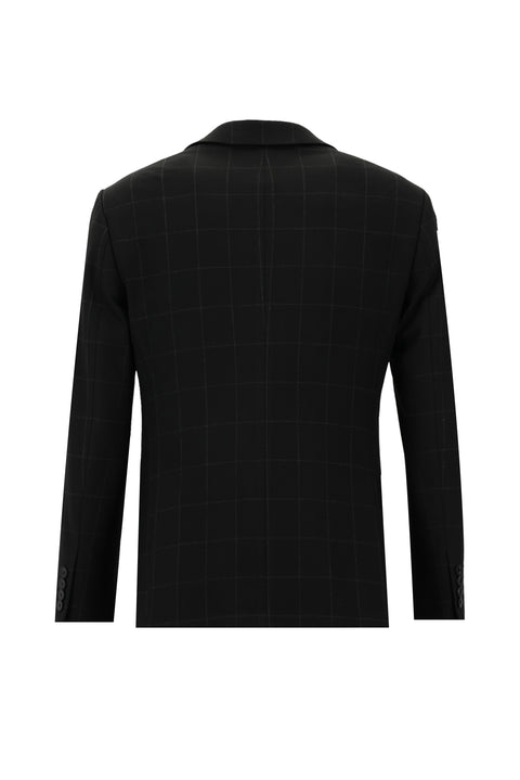 Black 7 Drop Super Slim Fit Extra Narrow Cut Plaid Vest Suit