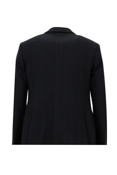 Dark Navy 7 Drop Super Slim Fit Extra Narrow Cut Plaid Suit with Vest