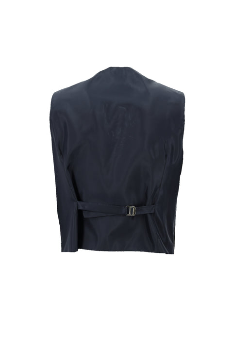 Dark Navy 7 Drop Super Slim Fit Extra Narrow Cut Plaid Suit with Vest