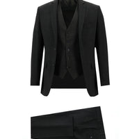 Koyu Antrasit 7 Drop Super Slim Fit Eksra Dar Kesim Fit Kareli Yelekli Takım Elbise