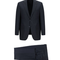 Dark Navy 4-Drop Relaxed Fit Plaid Suit