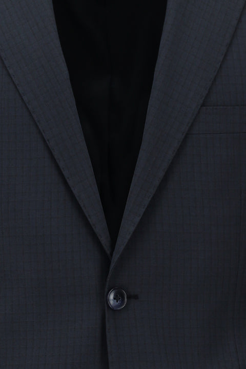 Dark Navy 4-Drop Relaxed Fit Plaid Suit