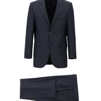 Dark Navy 4-Drop Relaxed Fit Plaid Suit