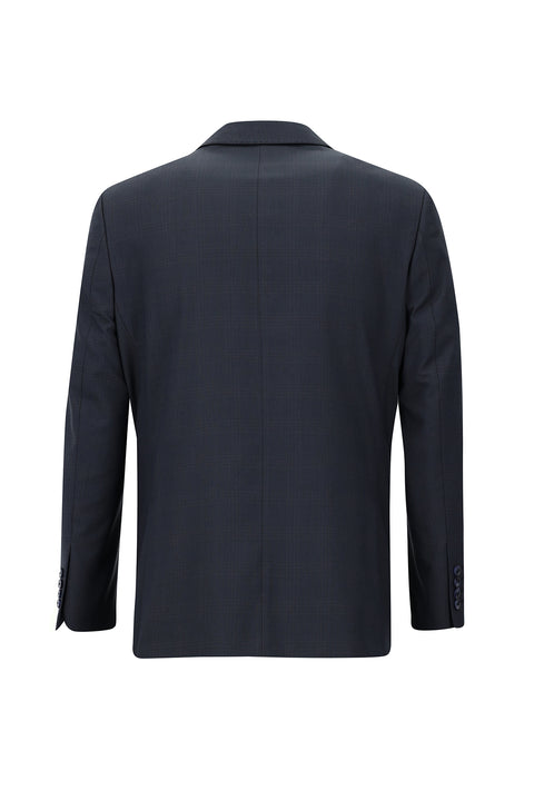 Dark Navy 4-Drop Relaxed Fit Plaid Suit