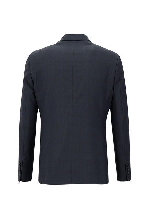 Dark Navy 7 Drop Slim Fit Plaid Suit