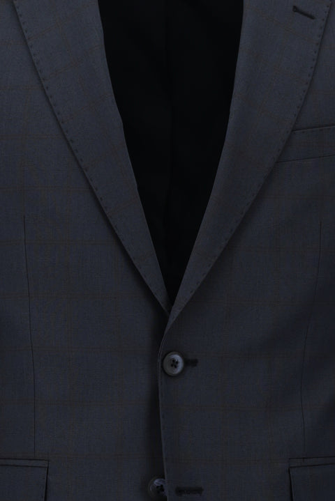 Dark Navy 7 Drop Slim Fit Plaid Suit