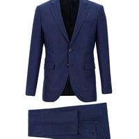 Saks Mavi 7 Drop Slim Fit Dar Kesim Kareli Takım Elbise