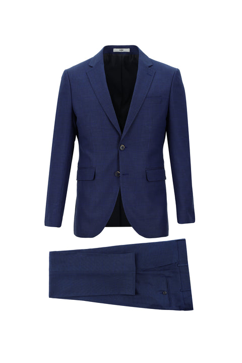 Saks Mavi 7 Drop Slim Fit Dar Kesim Kareli Takım Elbise