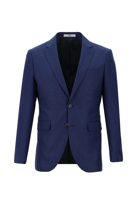 Saks Mavi 7 Drop Slim Fit Dar Kesim Kareli Takım Elbise