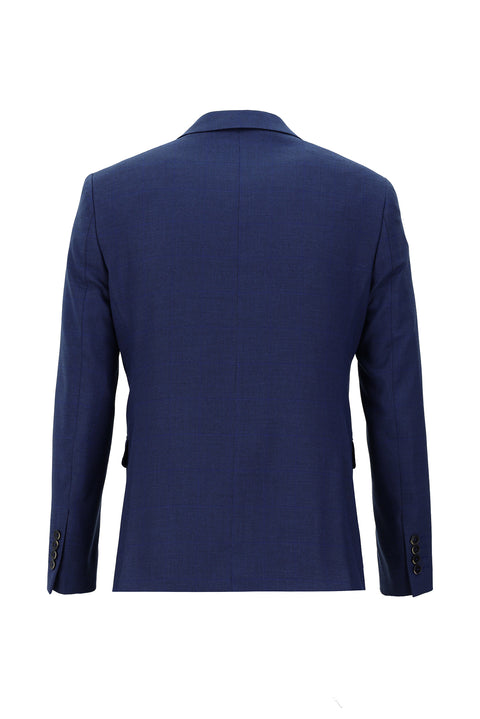 Saks Mavi 7 Drop Slim Fit Dar Kesim Kareli Takım Elbise