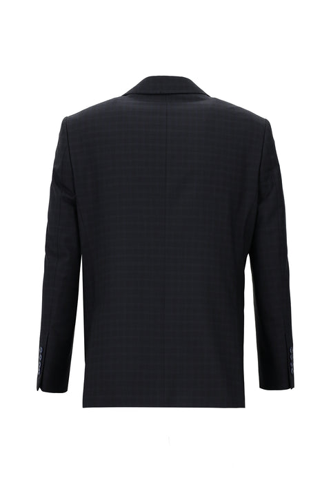 Dark Navy 6 Drop Regular Fit Standard Cut Plaid Suit