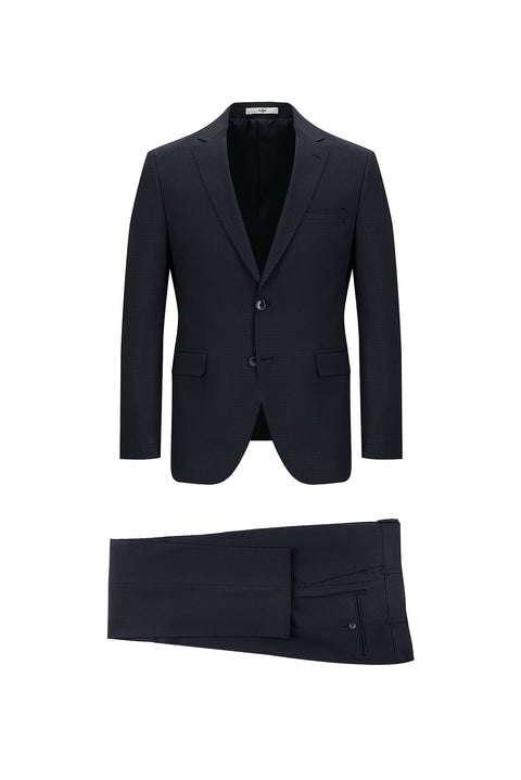 Dark Navy 6 Drop Regular Fit Standard Cut Plaid Suit