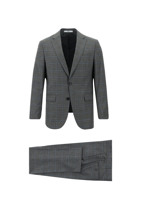 Medium Grey 6 Drop Regular Fit Standard Cut Plaid Suit