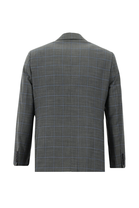 Medium Grey 6 Drop Regular Fit Standard Cut Plaid Suit