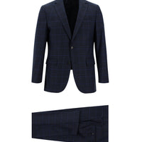 Medium Navy 6 Drop Regular Fit Standard Cut Plaid Suit