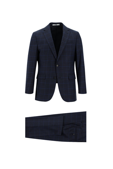 Medium Navy 6 Drop Regular Fit Standard Cut Plaid Suit