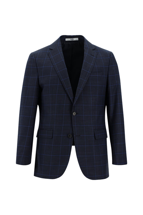 Medium Navy 6 Drop Regular Fit Standard Cut Plaid Suit