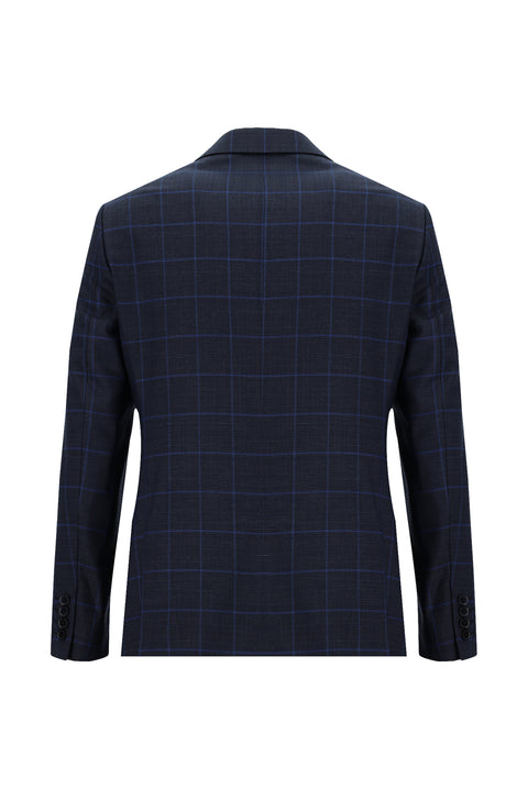 Medium Navy 6 Drop Regular Fit Standard Cut Plaid Suit