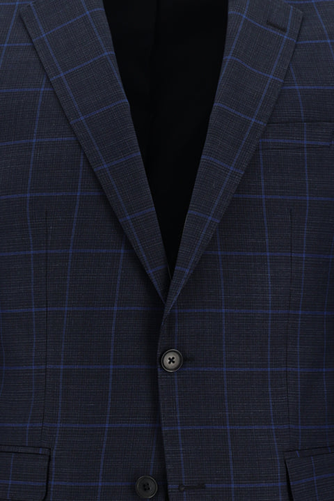Medium Navy 6 Drop Regular Fit Standard Cut Plaid Suit