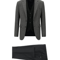 Black 7 Drop Slim Fit Narrow Cut Suit with Vest