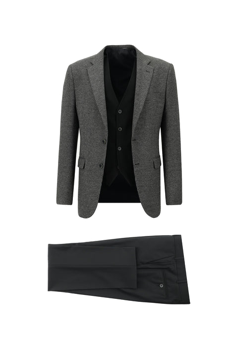 Black 7 Drop Slim Fit Narrow Cut Suit with Vest
