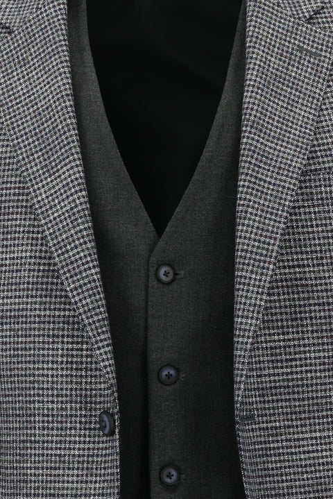 Dark Navy 7 Drop Slim Fit Narrow Cut Suit with Vest