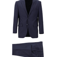 Light Navy 4-Drop Relaxed Fit Wool Plaid Suit