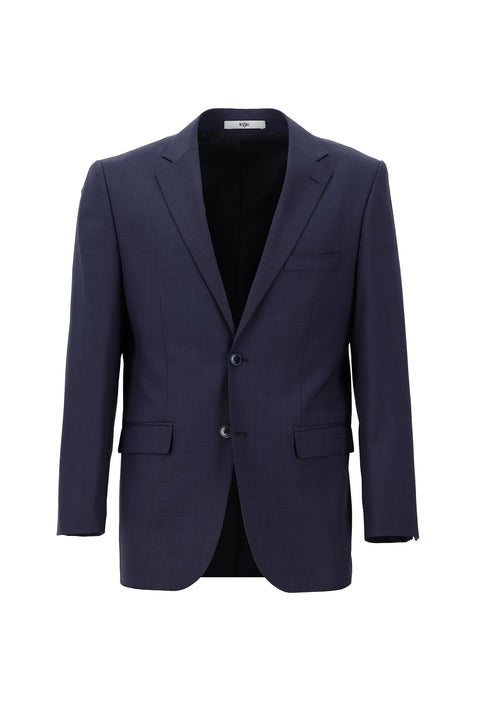 Light Navy 4-Drop Relaxed Fit Wool Plaid Suit