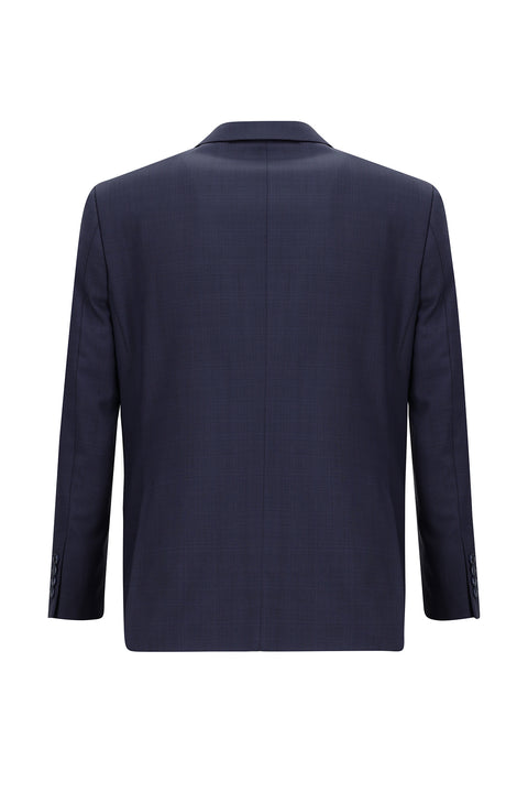 Light Navy 4-Drop Relaxed Fit Wool Plaid Suit
