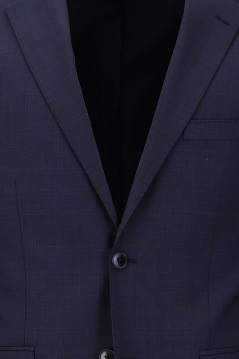 Light Navy 4-Drop Relaxed Fit Wool Plaid Suit