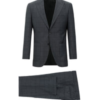Medium Anthracite 7 Drop Slim Fit Narrow Cut Wool Plaid Suit