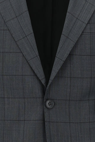  Orta Antrasit 7 Drop Slim Fit Dar Kesim Yünlü Kareli Takım Elbise