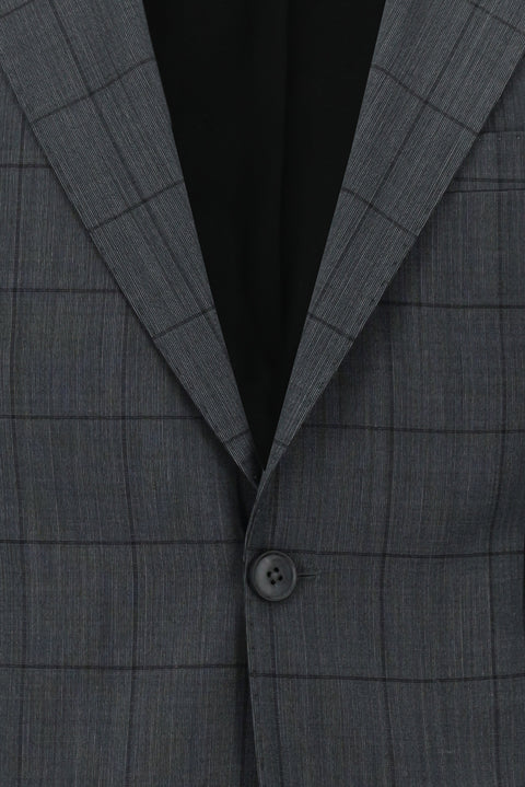 Medium Anthracite 7 Drop Slim Fit Narrow Cut Wool Plaid Suit