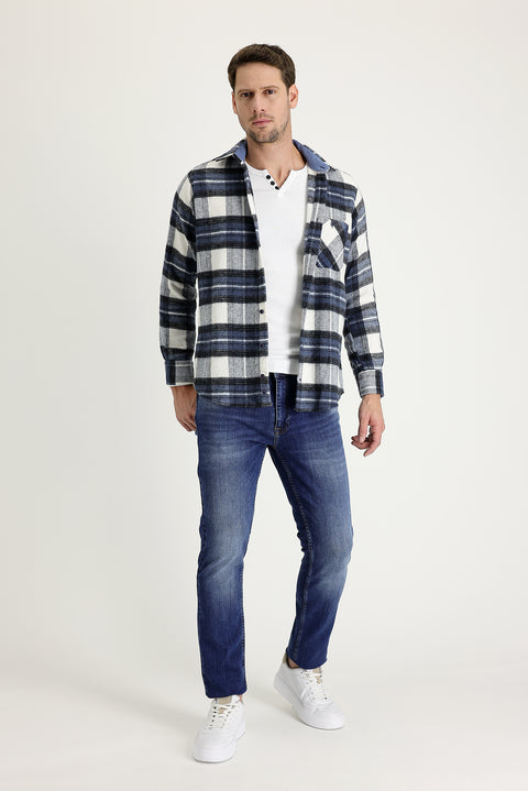 Dark Blue Slim Fit Stretch Denim Pants