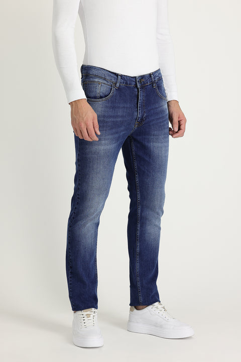 Dark Blue Slim Fit Stretch Denim Pants