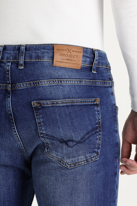 Dark Blue Slim Fit Stretch Denim Pants