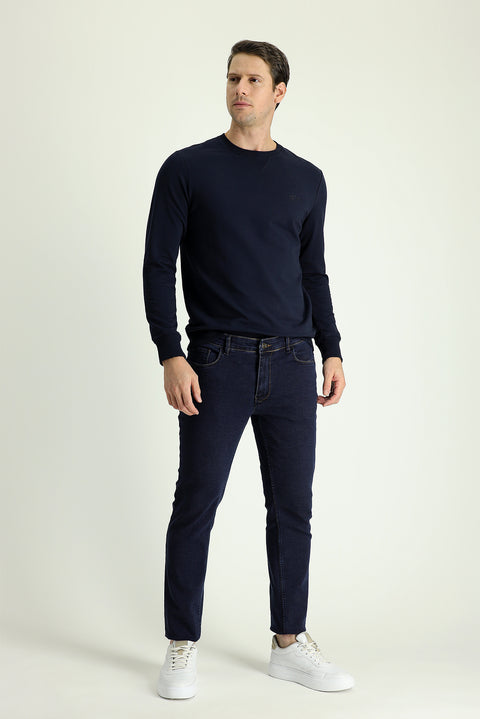 Dark Navy Slim Fit Stretch Denim Pants