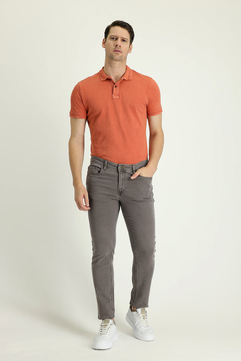 Medium Gray Slim Fit Stretch Denim Pants