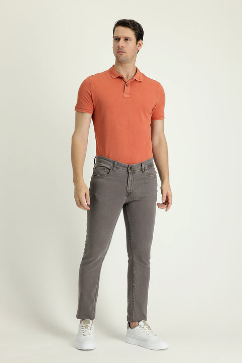 Medium Gray Slim Fit Stretch Denim Pants