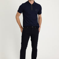 Dark Navy Regular Fit Standard Cut Lycra Denim Trousers